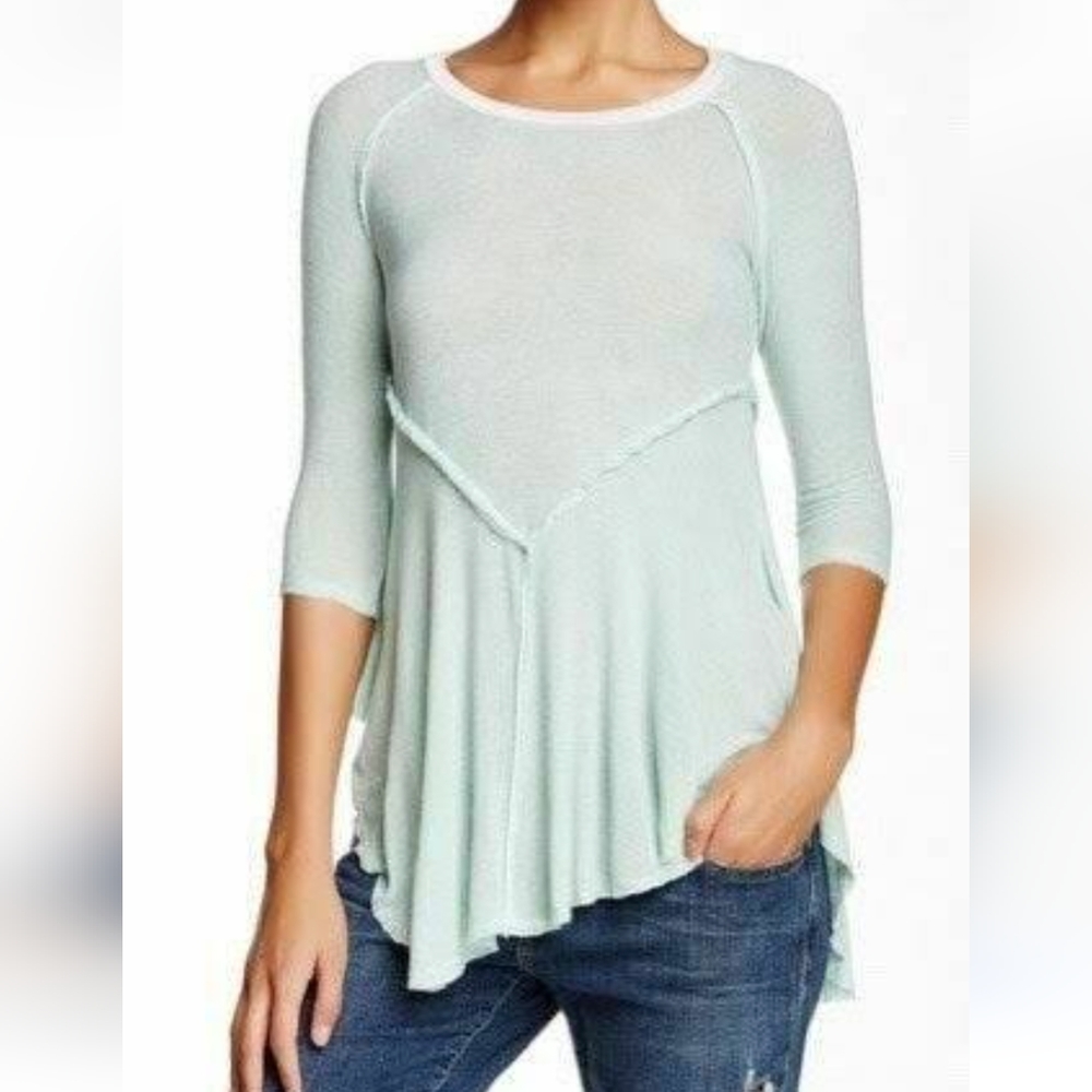 Free People  Weekends Raw Edge Knit Tunic Shirt Top